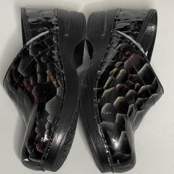 Dansko Clogs Size 37 Black Snake Print Patent Leather Professional Comfort Shoes - Picture 4 of 8